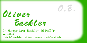 oliver backler business card